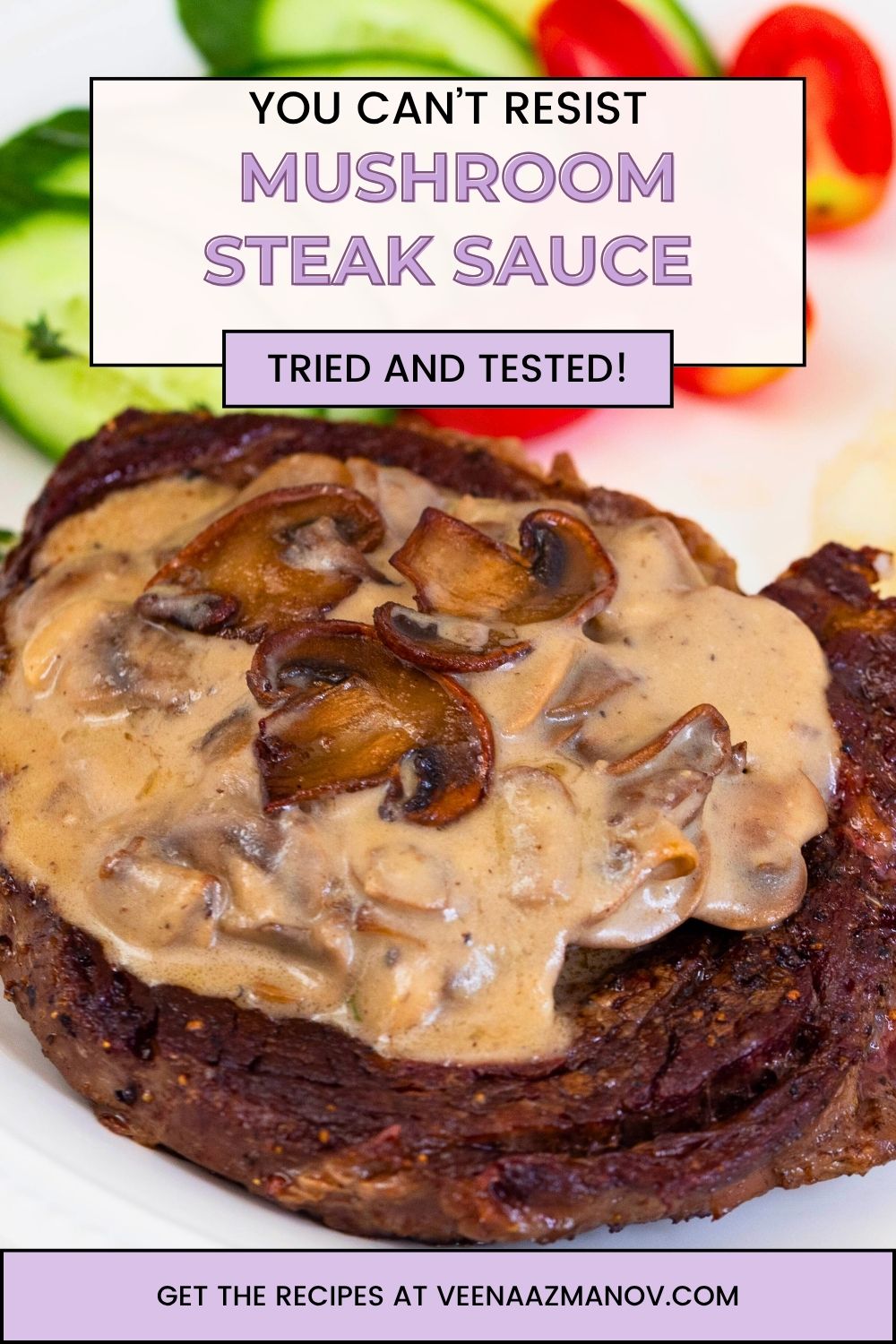 Pinterest image for Mushroom Steak Sauce Recipe.