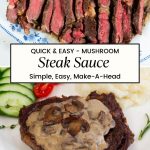 Pinterest image for Mushroom Steak Sauce Recipe.