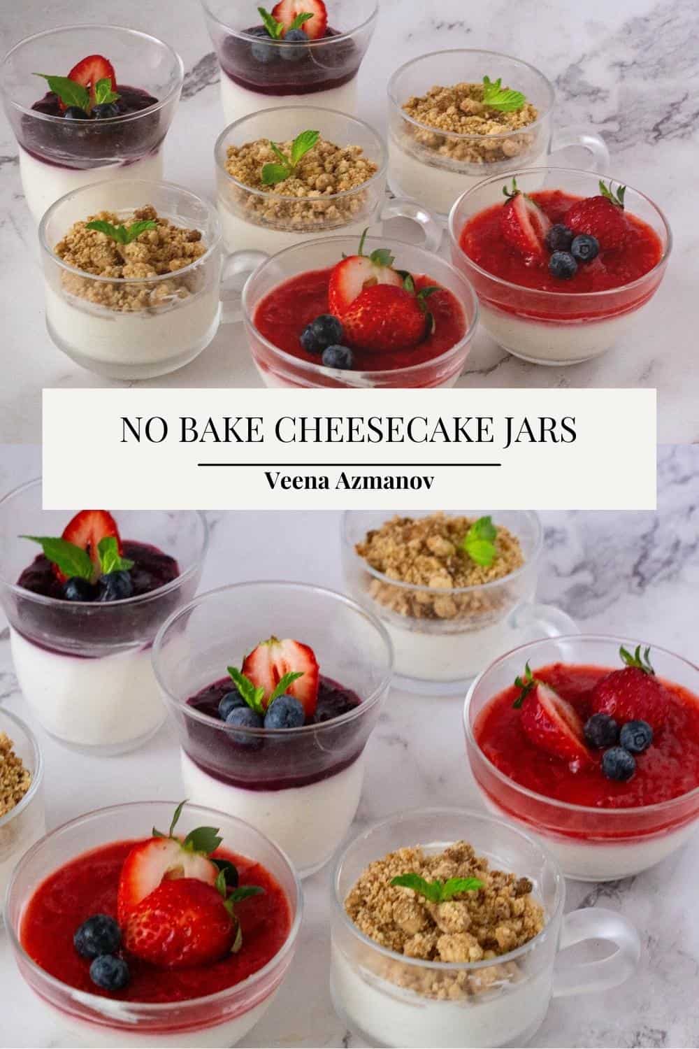 Pinterest image for cheesecake in jars.