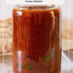 Pinterest image for tomato sauce with roasted tomatoes.