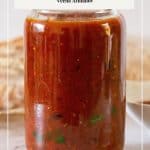 Pinterest image for tomato sauce with roasted tomatoes.