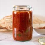 A jar with tomato sauce.