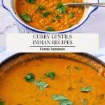 Pinterest image for Curry Indian lentils.