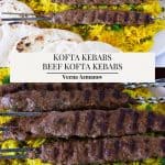 Pinterest image for kofta ground beef kebabs.