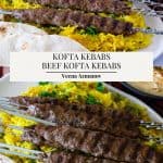 Pinterest image for kofta ground beef kebabs.