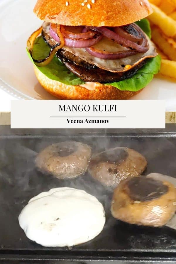 Pinterest image for portobello mushroom burger.