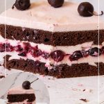 Pinterest image for cherry chocolate mousse cake.