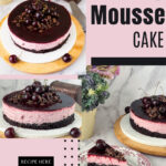Pinterest image for chocolate cherry mousse cake.