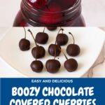 Pinterest image for chocolate-dipped cherries.