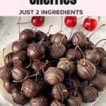 Pinterest image for chocolate-dipped cherries.