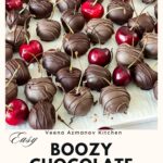 Pinterest image for chocolate-dipped cherries.