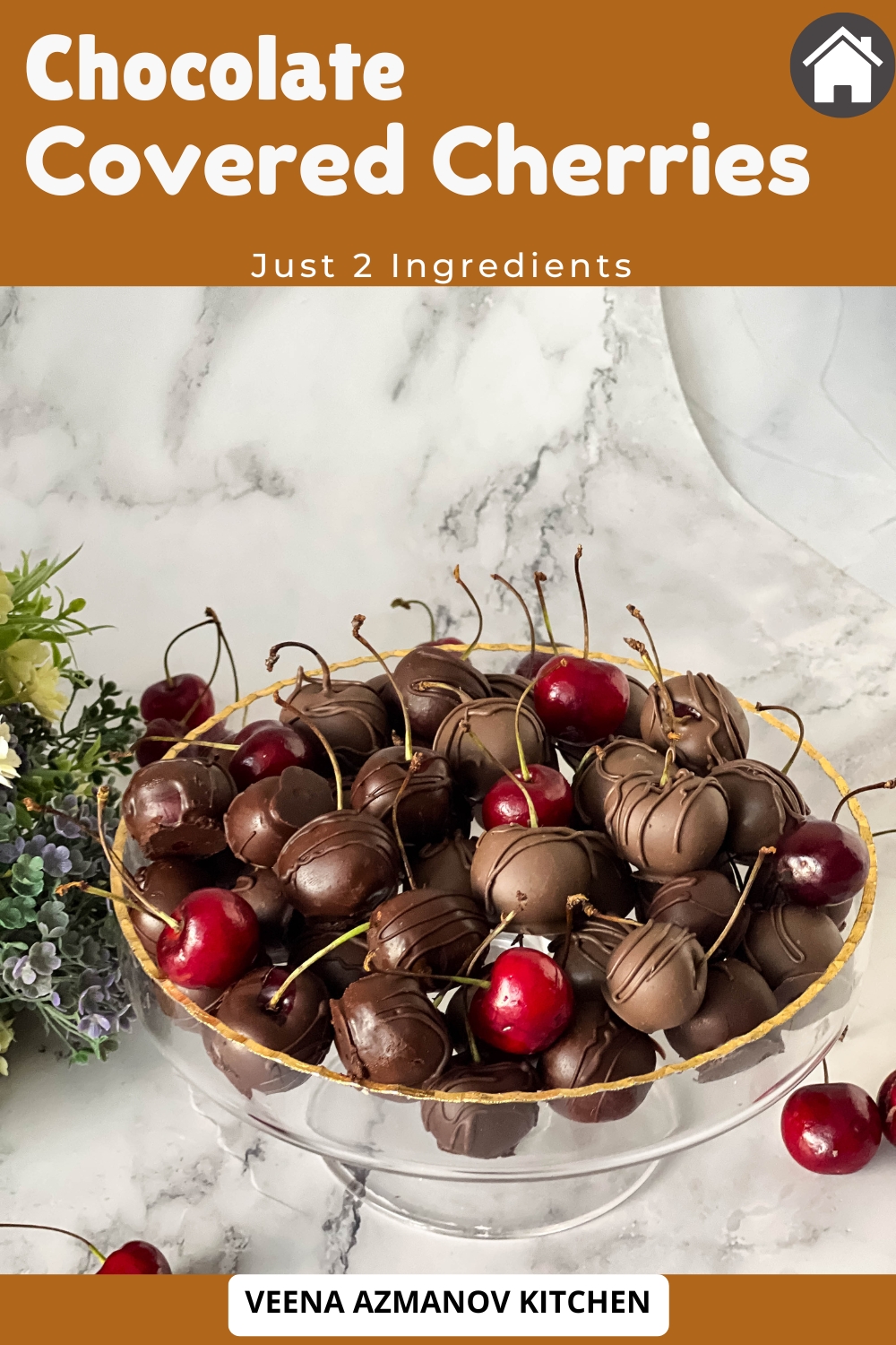 Pinterest image for chocolate-dipped cherries.