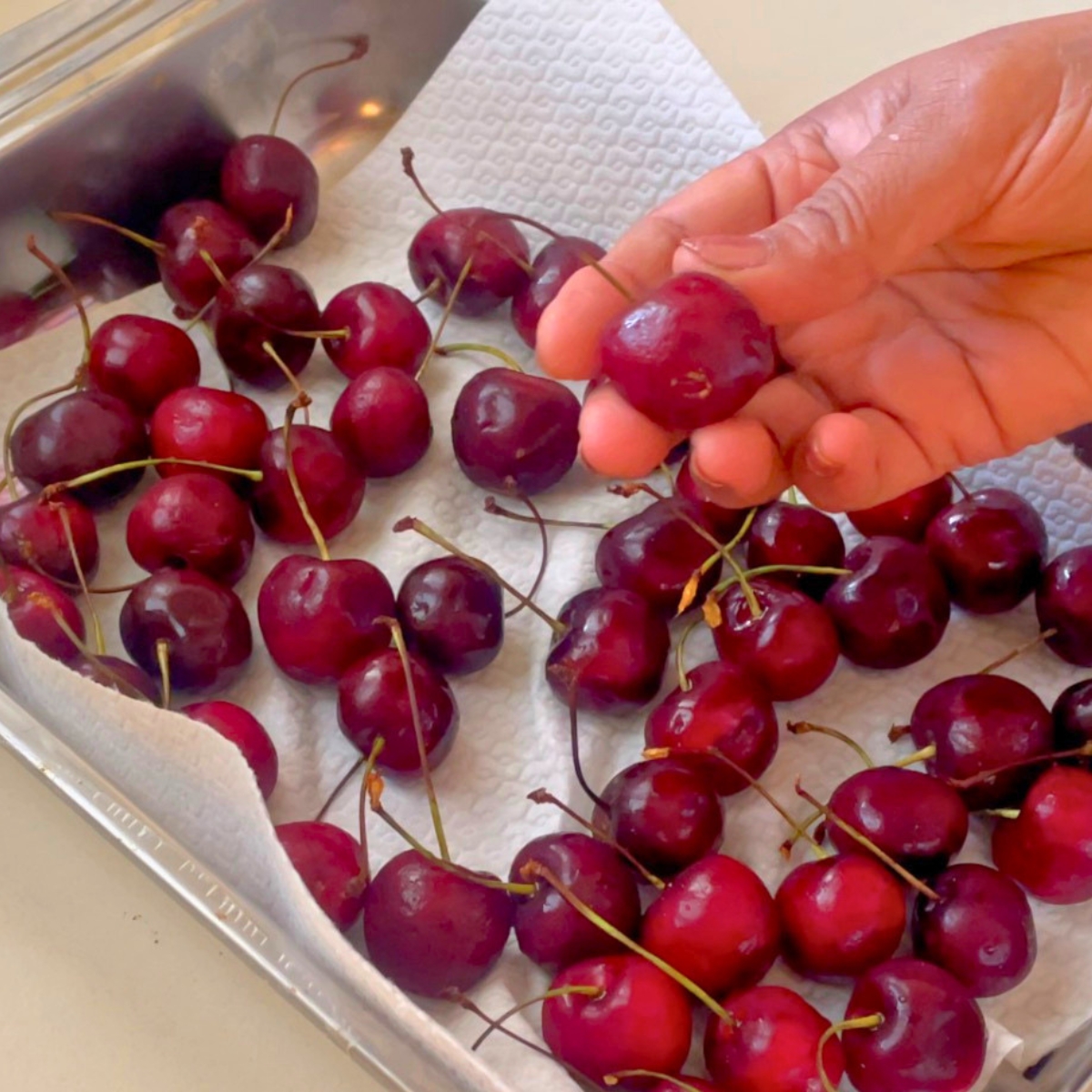 Wipe the cherries before dipping in chocolate.