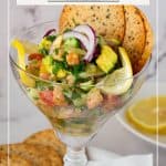 Pinterest image for making Salmon Ceviche.