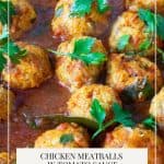 Pinterest image for chicken meatballs.