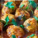 Pinterest image for meatball chicken.
