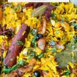 Pinterest image for saffron pilaf.