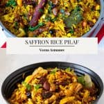 Pinterest image for saffron pilaf.