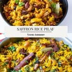 Pinterest image for saffron pilaf.