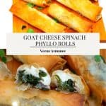 Pinterest image for spanakopita with spinach and goat cheese.