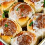 Pinterest image for meatball slides.