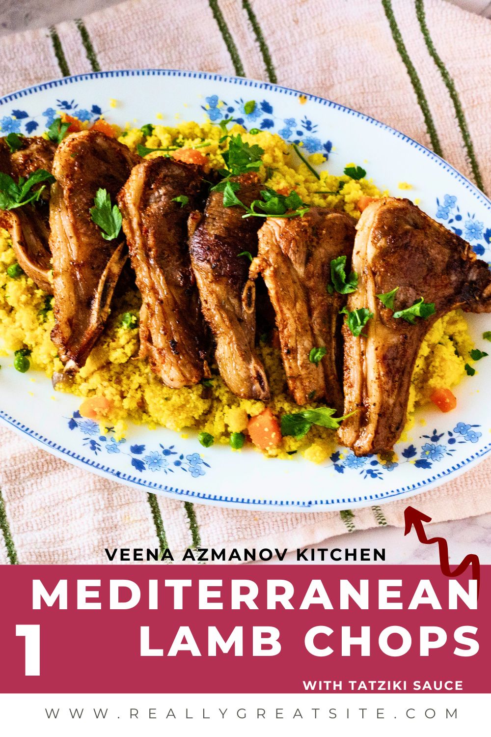 Pinterest image for Mediterranean Lamb Chops.