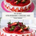 Pinterest image for cheesecake with strawberries.
