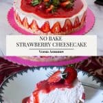 Pinterest image for cheesecake with strawberry flavor.