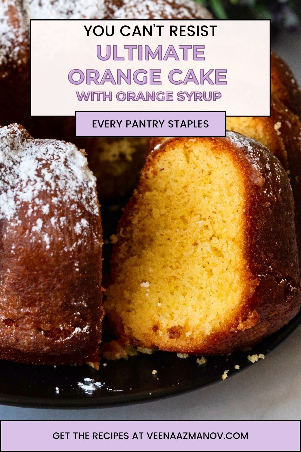 Pinterest image for Orange Bundt Cake with Orange Syrup.