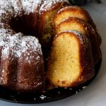 A sliced orange cake.