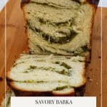Pinterest image for pesto babka.