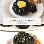 Pinterest image for acorn squash soup.