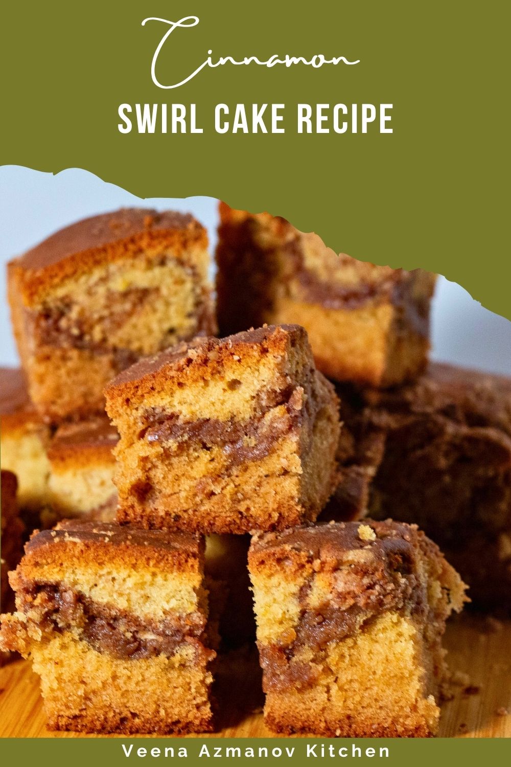 Pinterest image for Cinnamon Swirl Cinnamon Cake.