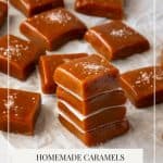 Pinterest image for homemade caramels.
