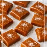 Pinterest image for homemade caramels.