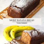 Pinterest image for a banana bread recipe.