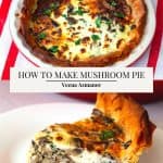 Pinterest image for phyllo mushroom pie.