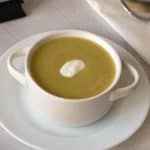 Split pea soup in a pot.