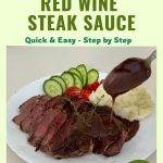 Pinterest image for - Red Wine Glazed Steak Sauce with Butter.