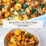 Pinterest image for roasted cauliflower.