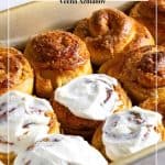 Pinterest image for sourdough cinnamon rolls.