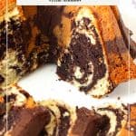 Pinterest image for marble bundt cake.
