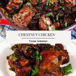 Pinterest image for baked chicken with chestnuts.