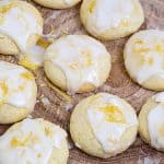 Lemon cookies on a wooden board.