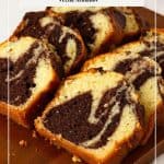 Pinterest image for chocolate marble cake.
