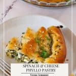 Pinterest image for Spanakopita Spiral with Spinach and Feta Cheese.