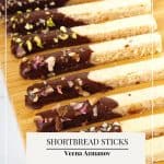 Pinterest image for shortbread chocolate Sticks.