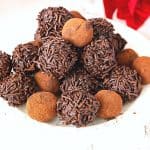 A plate with chocolate balls.
