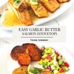 Pinterest image for Garlic Butter Salmon Pan-Seared.