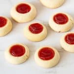 Thumbprint cookies on the table.